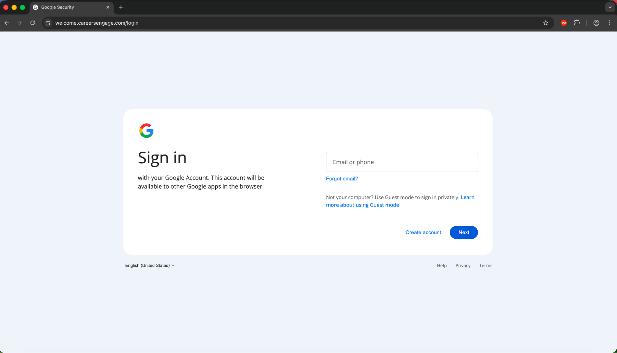 Cloned Google login page hosting an AITM phishing kit.