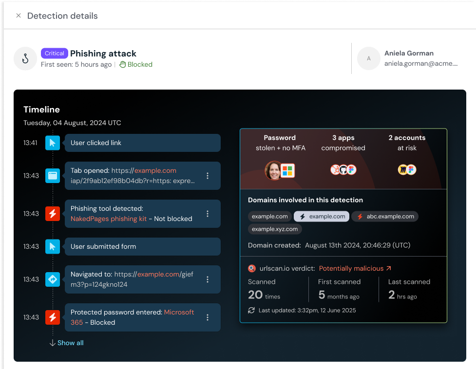 Detection details slideout w/ timeline etc. - KB 10136