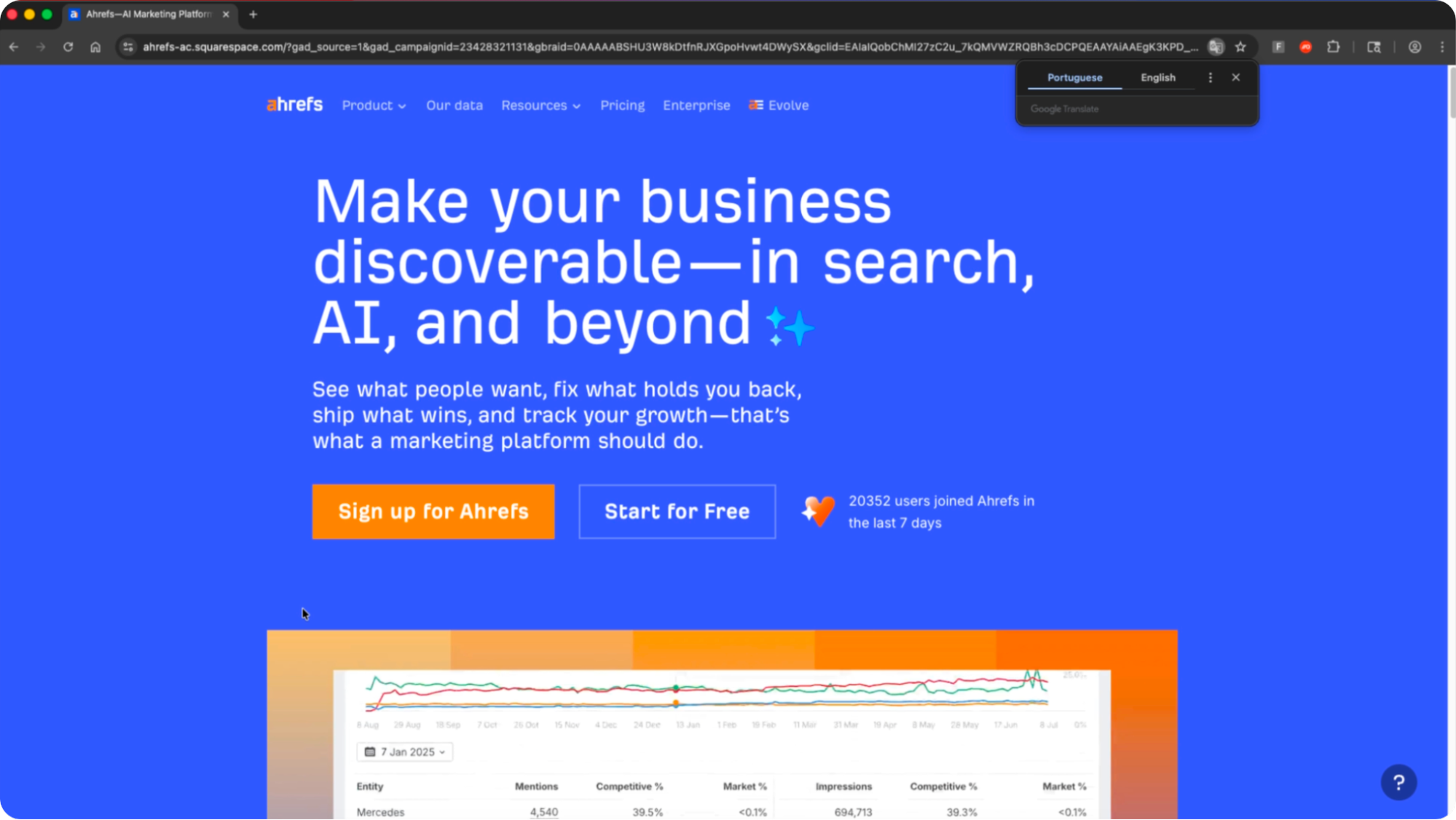 Fake Ahrefs landing page