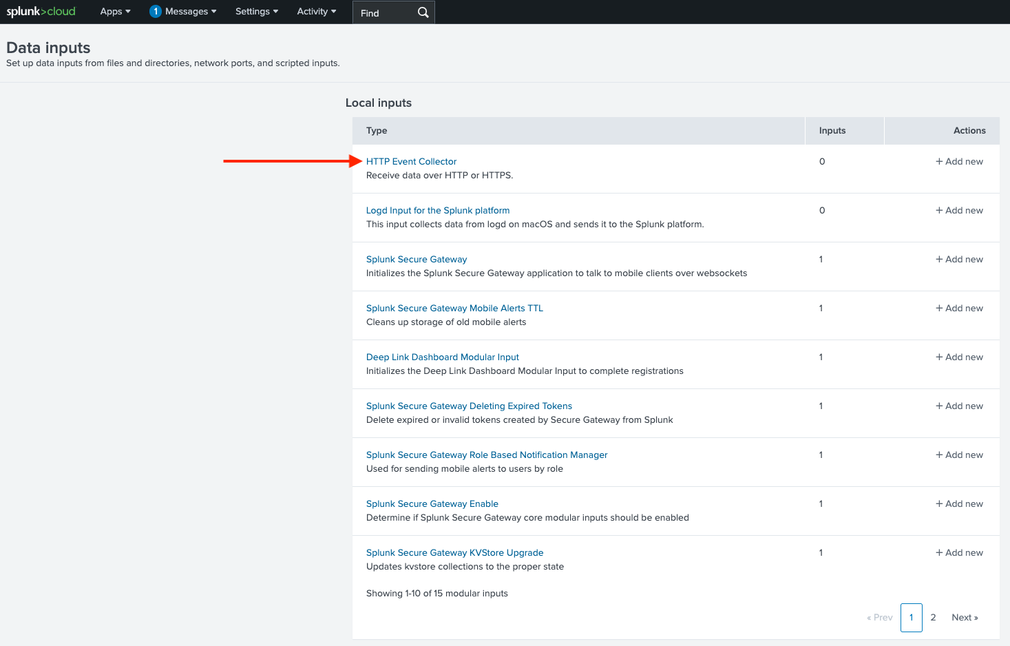 Splunk SIEM setup - event collector