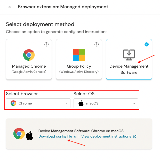 Push app - Device Management selection Chrome MacOS: KB 10056
