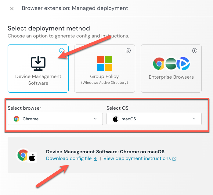 Push app - Device Management selection Chrome MacOS: KB 10056
