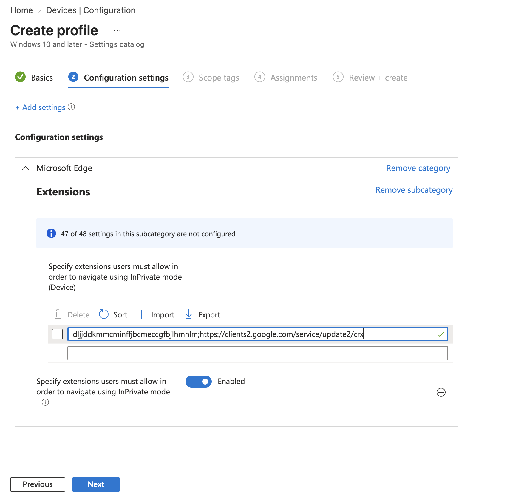 step 5 - enforce incognito - KB 10163