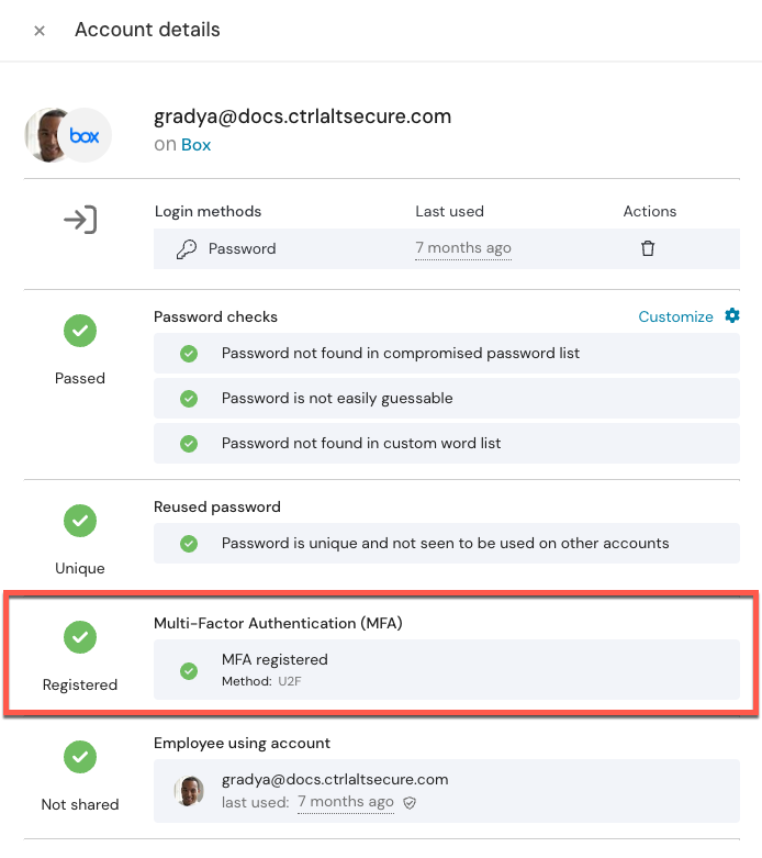 No MFA finding cleared once MFA is configured