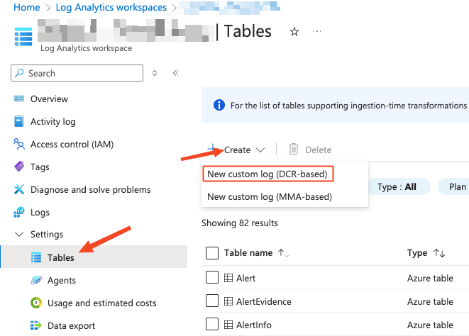 Azure new custom log - Sentinel SIEM