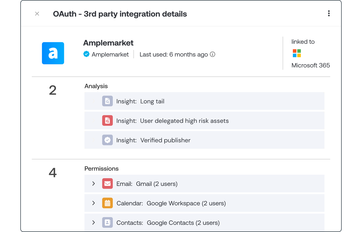 Slide out for an OAuth integration