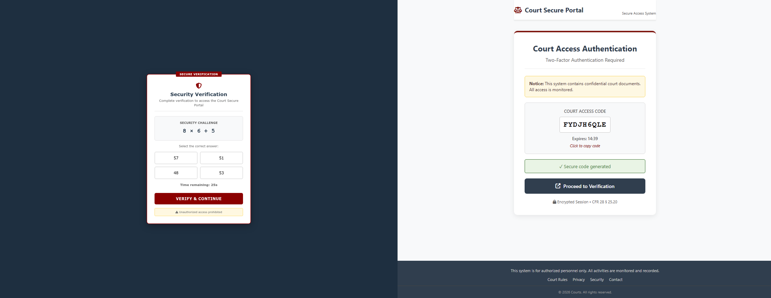 "Courts Access" lure with a similar security verification to Early ANTIBOT.
