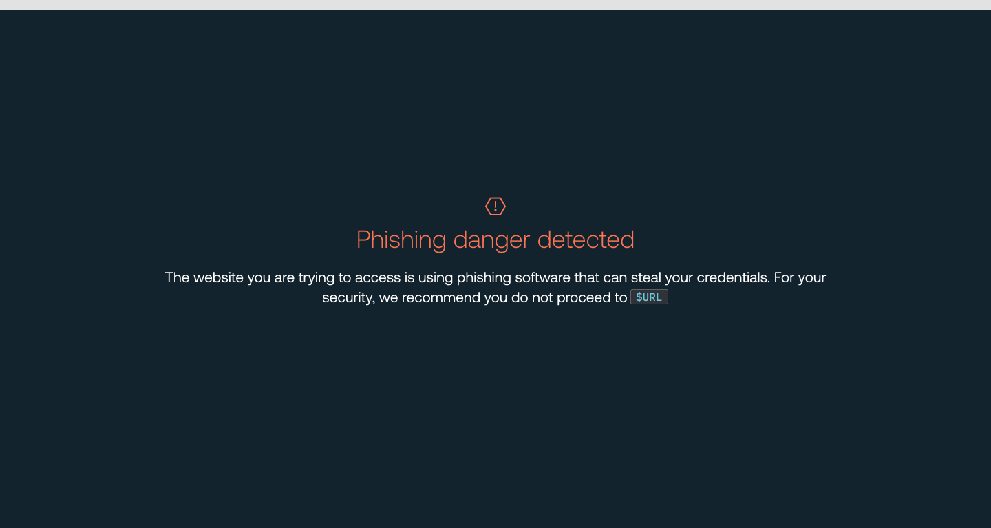 Phishing toolkit block page - KB 10113