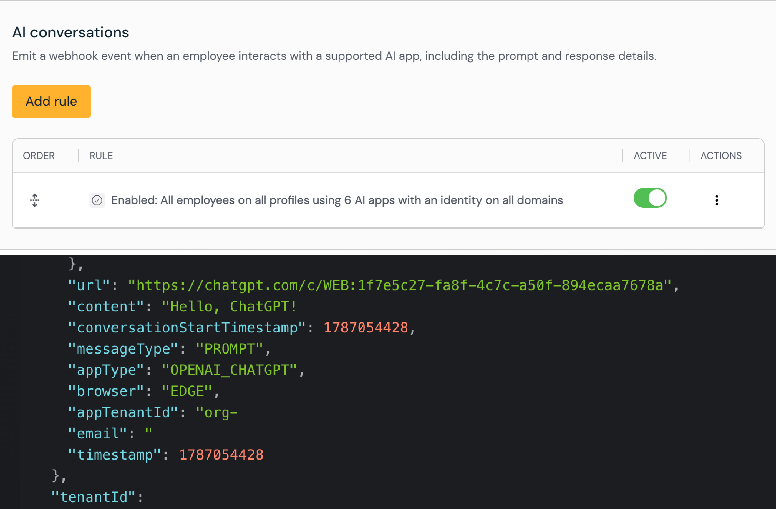 Push gives you prompt and response visibility and logging across all approved AI apps.