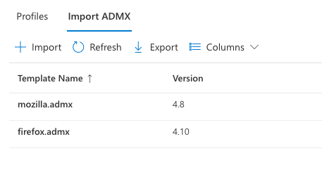 Intune - Firefox - mozilla and firefox admx imported - docs