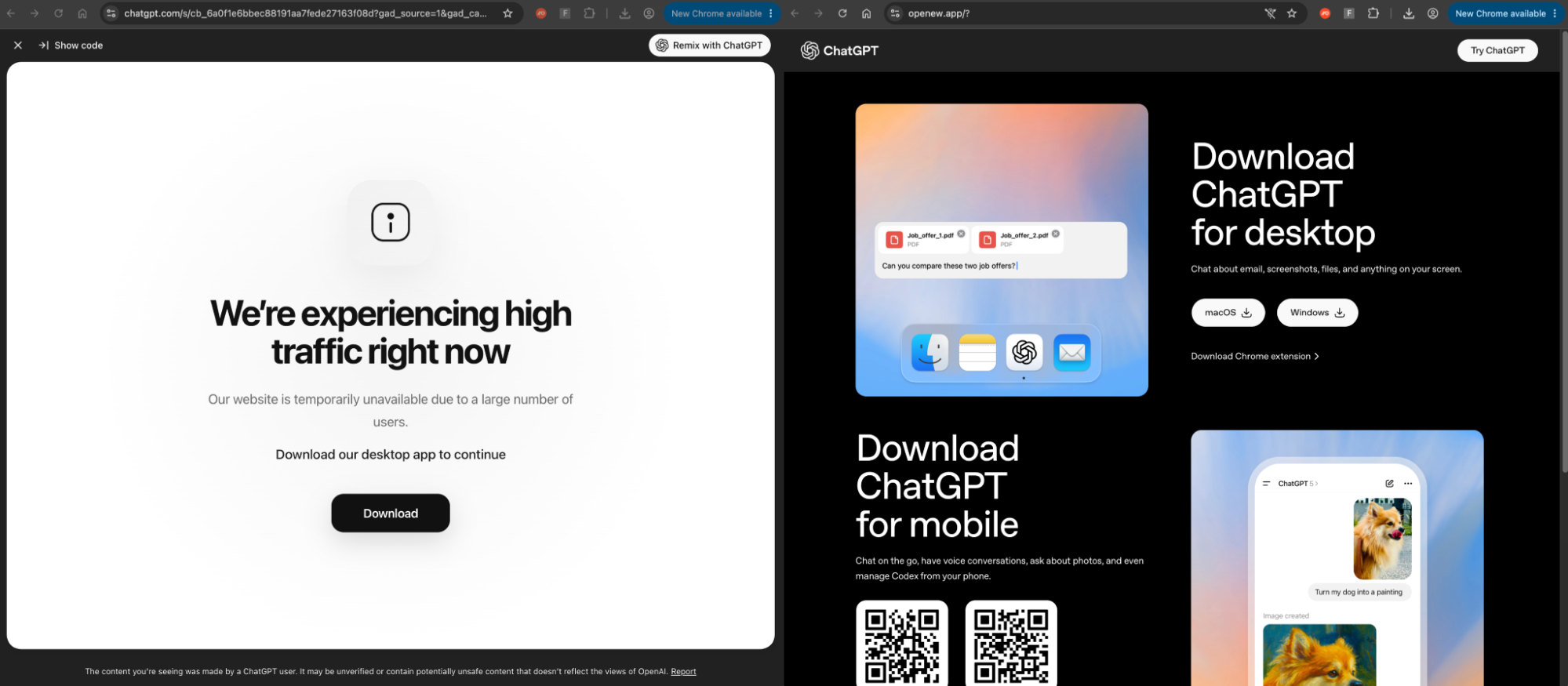LLMShare pages side by side