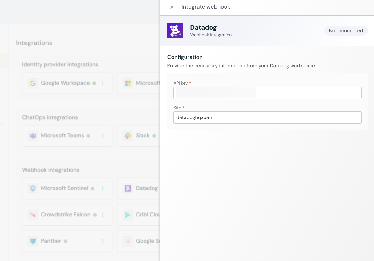 Datadog - add integration in Push - docs