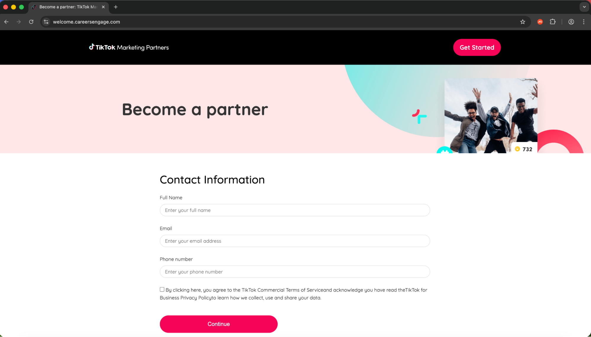 TikTok for Business themed page.