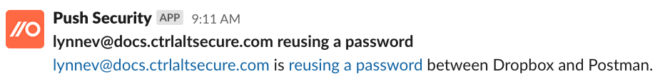 Security finding chat message - reused password - KB 10093