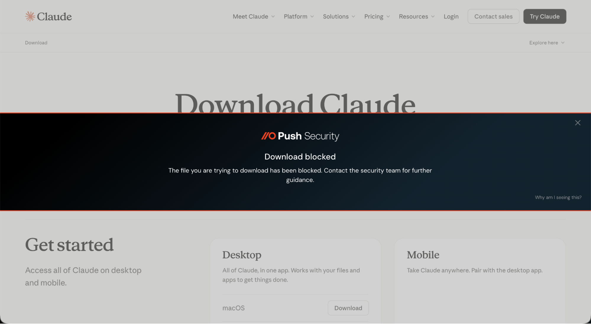 File download blocked banner - KB 10158