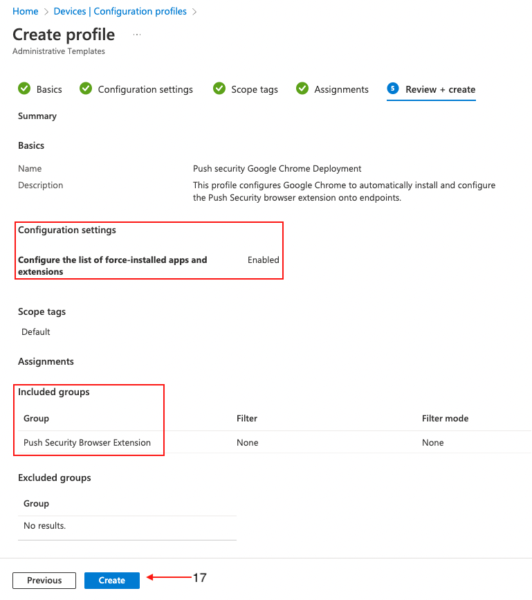 InTune - Device Management Profile Creation Chrome Review: KB 10054