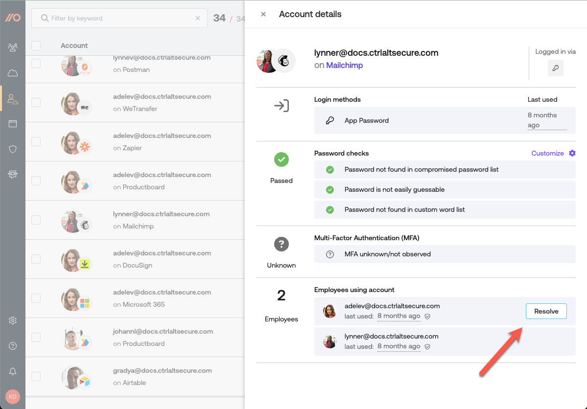 Resolve shared account - docs - View SaaS activity