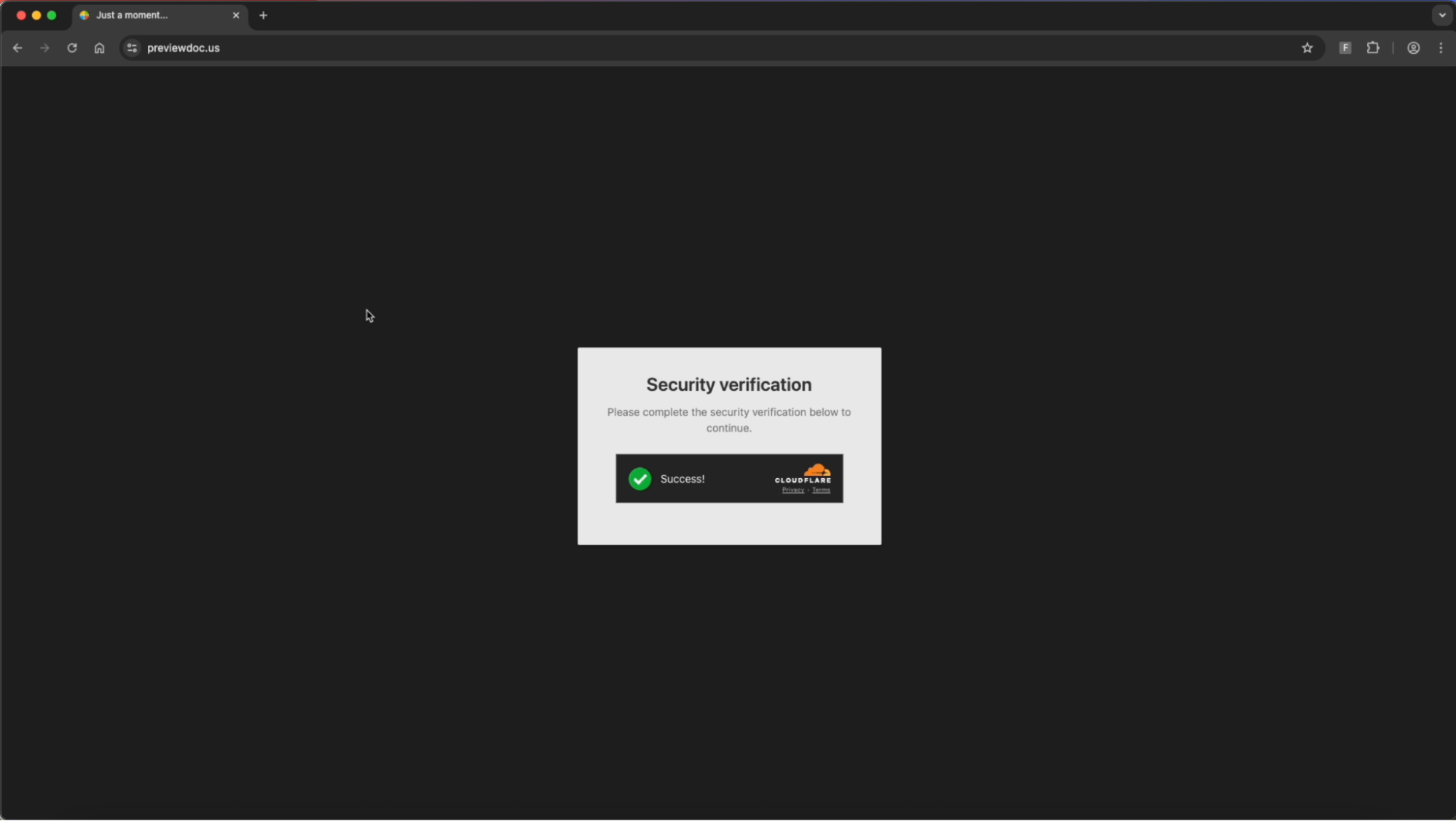 The user must pass a bot protection check to load the phishing page. 