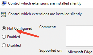 Edge Group Policy set policy to not configured: KB 10062