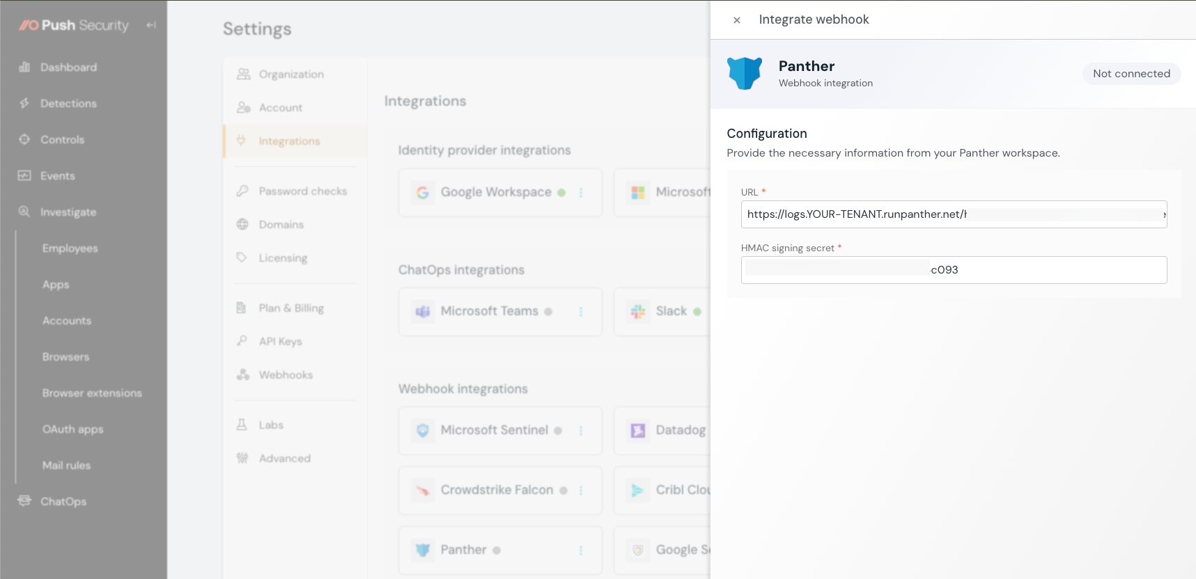 Panther SIEM setup - step 5 - docs