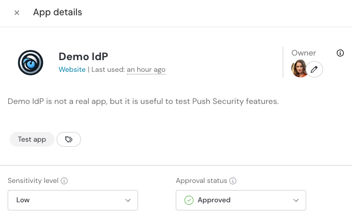 App classification for demo IdP - KB 10119