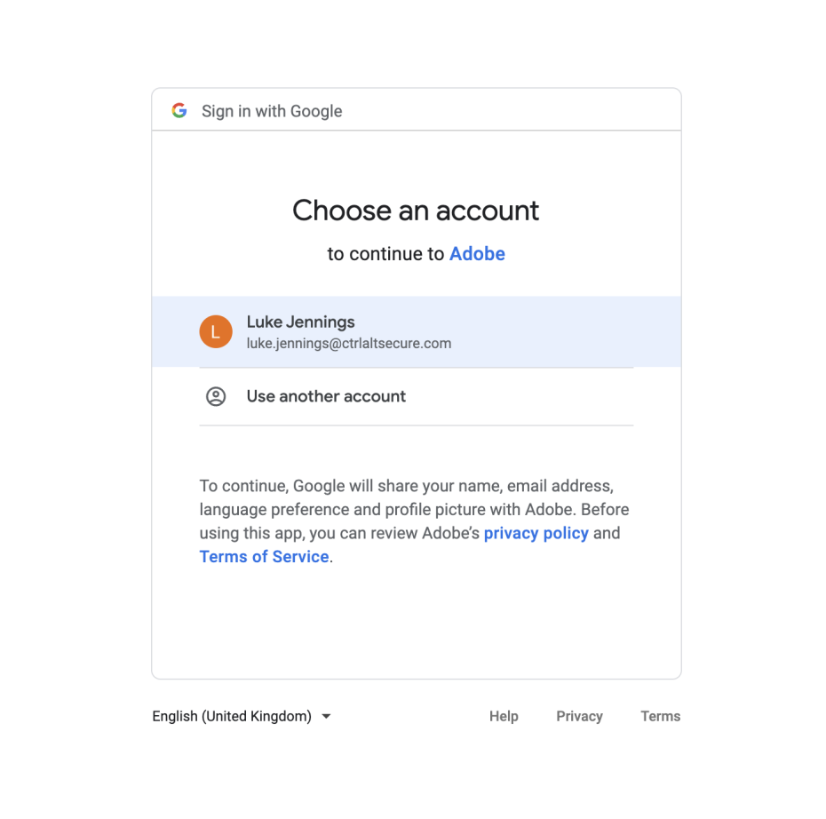 Login with Google example