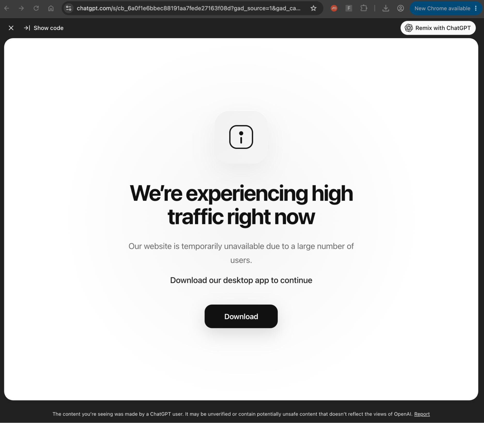 LLMShare error page