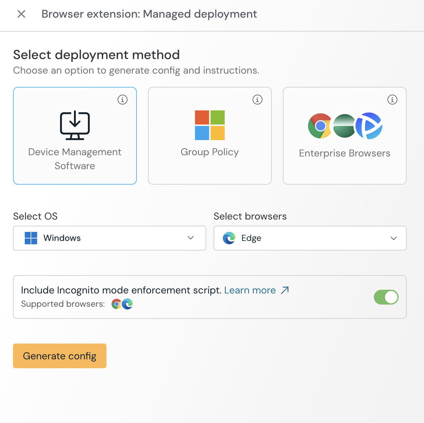 Generate MDM config with incognito scripts - KB 10162
