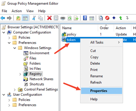 Group policy editor registry right click properties: KB 10062