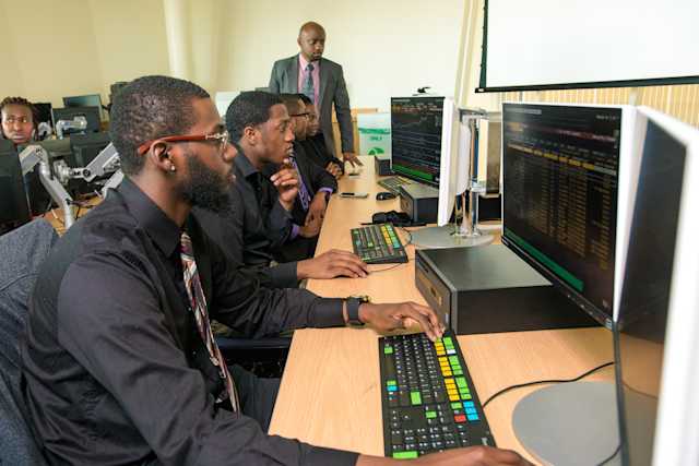 Students working in computer lab setting
