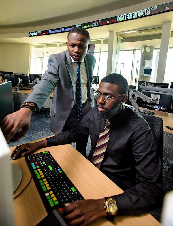 Students working at a computer