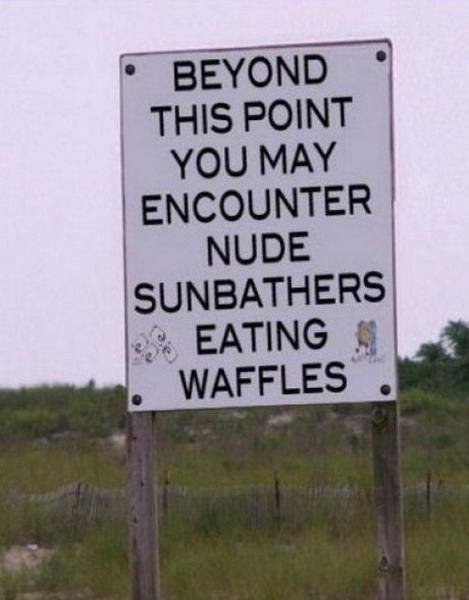 Sunbathers eating waffles