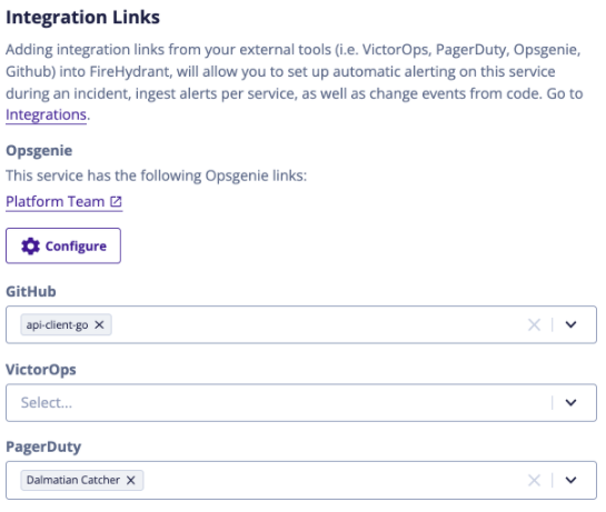 Integrations Links FireHydrant