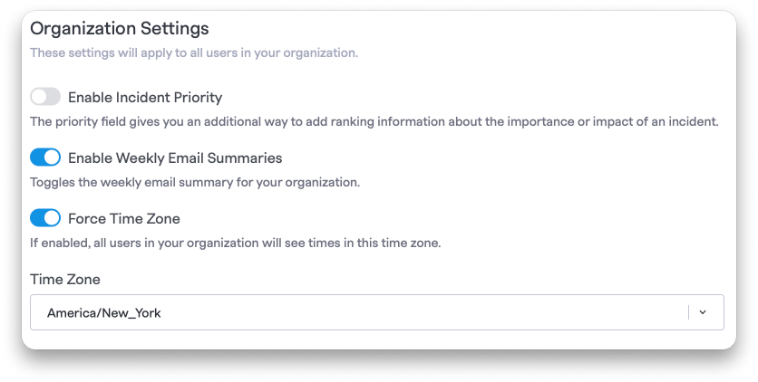 FireHydrant organization settings