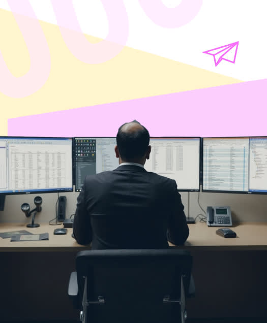 System dashboard with uptime charts, security shield icons, and real-time monitoring alerts representing enterprise maintenance services