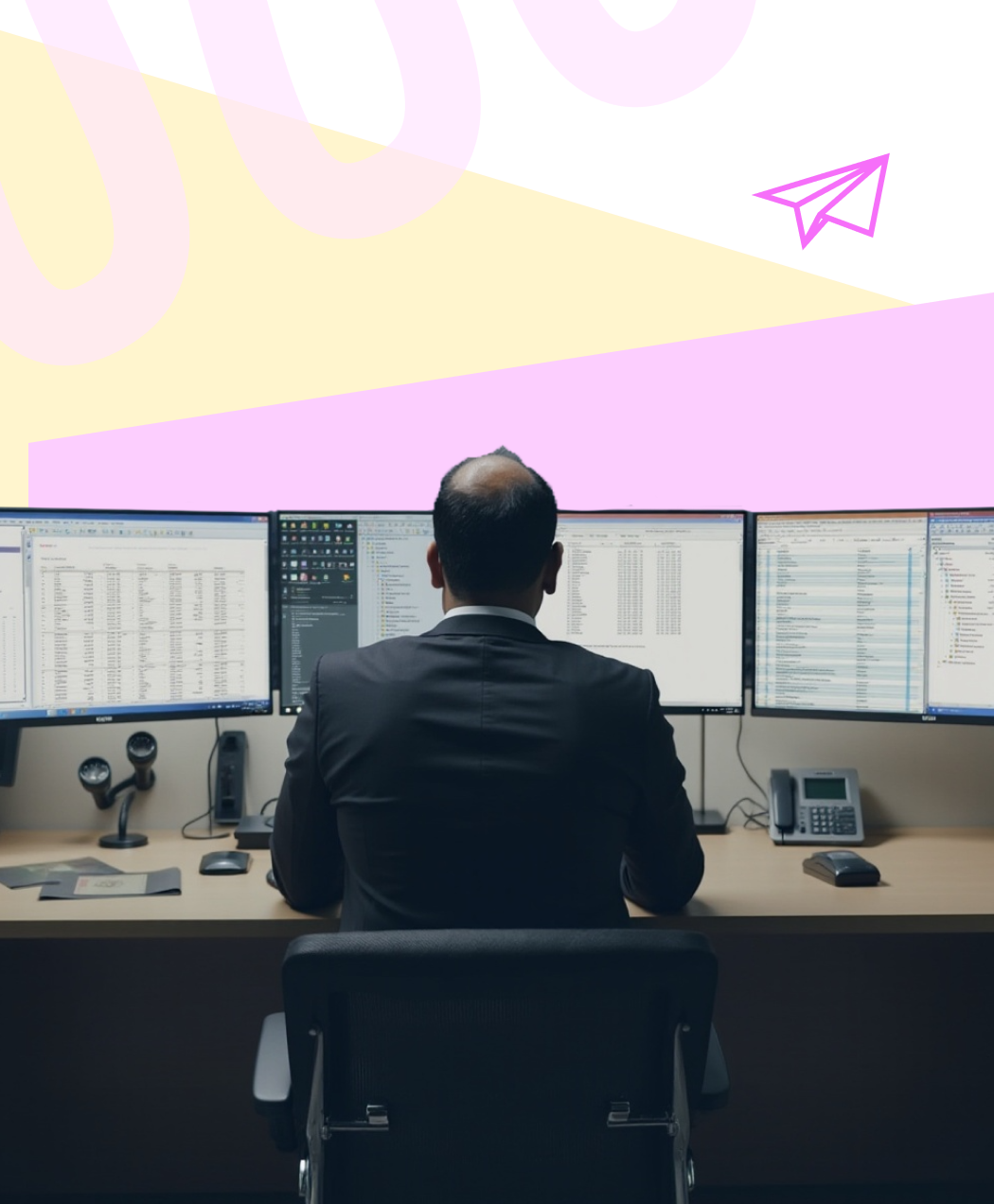 System dashboard with uptime charts, security shield icons, and real-time monitoring alerts representing enterprise maintenance services