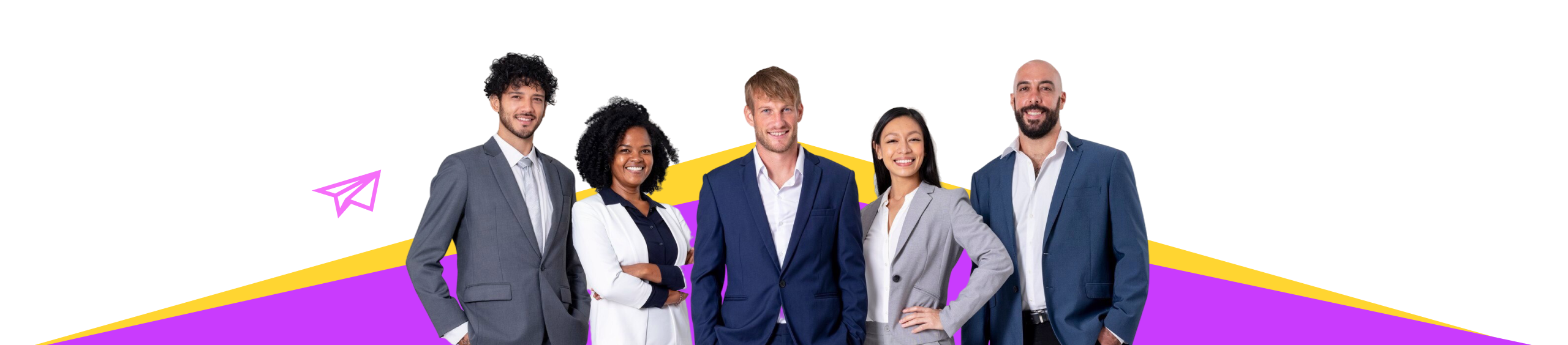 Digitup team of professionals standing together beneath a welcome message about digital transformation and innovation