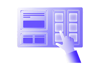 User navigating dynamic UI panels using touch gestures