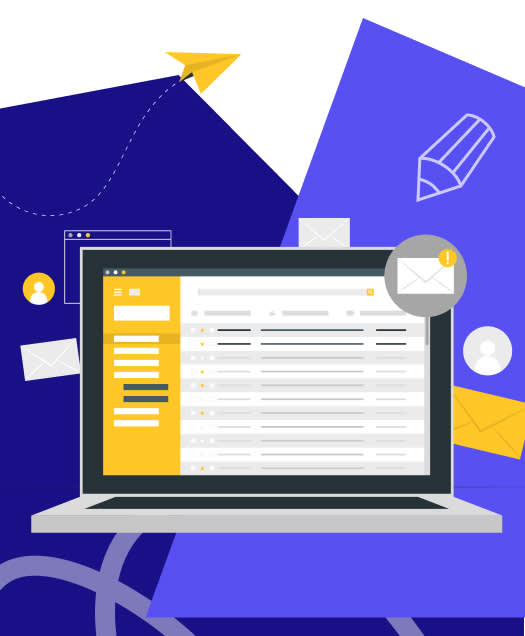 Newsletter subscription section on Digitup website featuring a sign-up form and an illustration of a laptop displaying emails with envelope icons