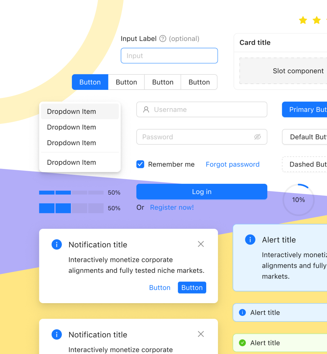 UI components showcasing brand design elements used for creating a consistent brand identity