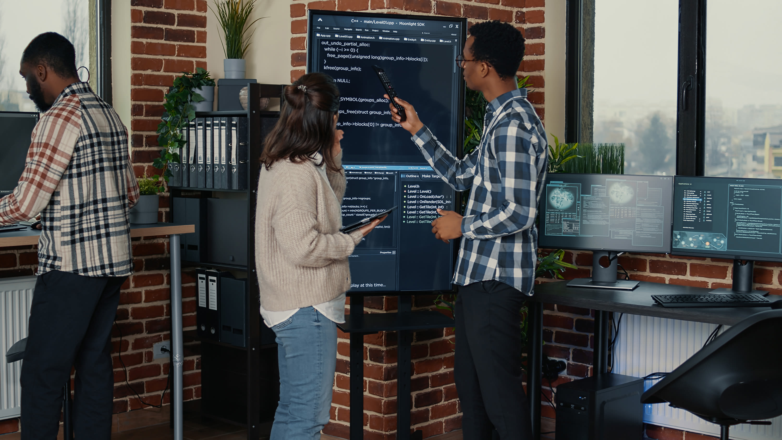 team-database-admins-analyzing-source-code-wall-screen-tv-comparing-errors-using-digital-tablet-busy-server-room-two-cloud-programers-debugging-algorithm-software-innovation-office2