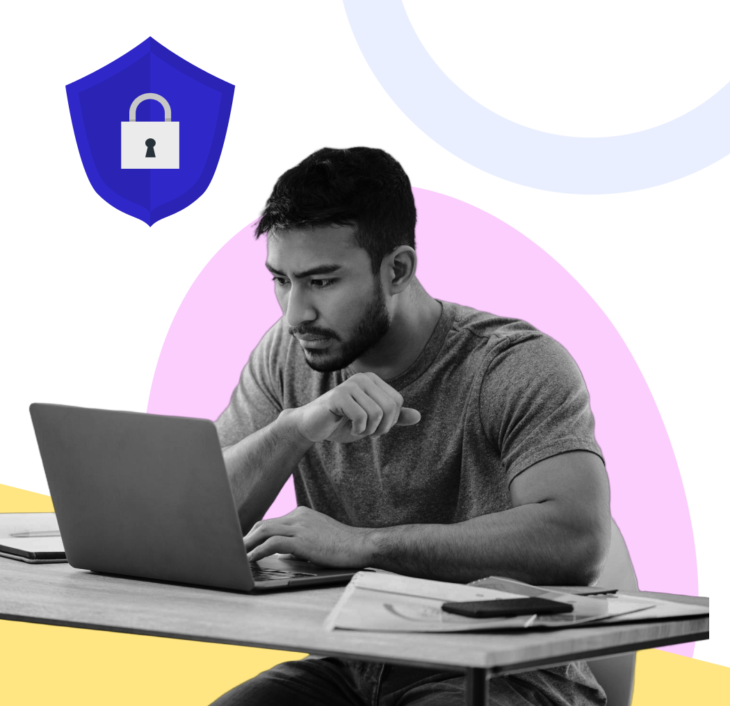 security shield with vulnerability scan and real-time threat detection