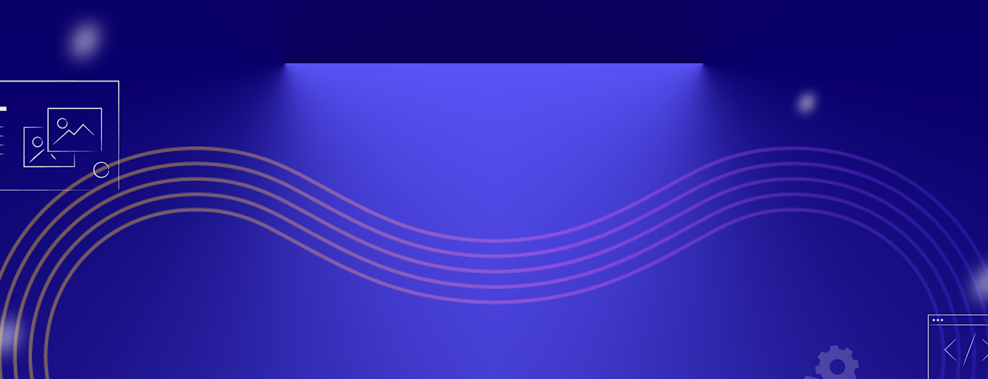 Coming Soon message displayed on a purple background with soft spotlights and wavy gradient lines