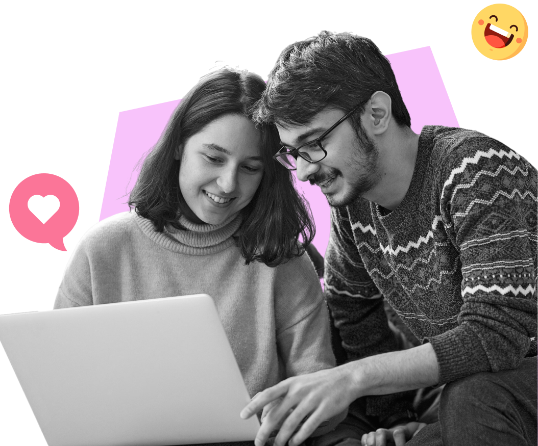 users happily exploring content on a laptop, representing engaging digital experiences