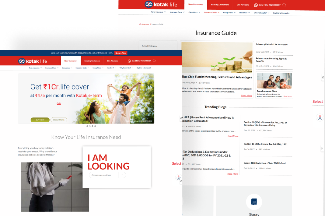 Showcase of Digitup’s SEO audit project for Kotak Life Insurance improvements in search rankings, traffic, and performance through ML-powered insights