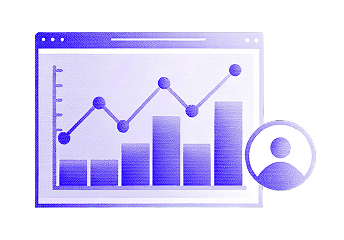 Bar and line graph with user icon indicating audience insights