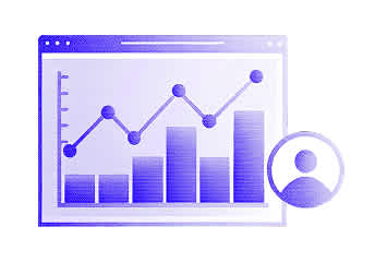 Bar and line graph with user icon indicating audience insights