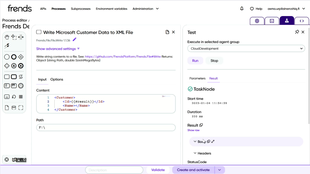 Frends iPaaS Handlebar datamapping with Frends, JSON to XML in 2 minutes