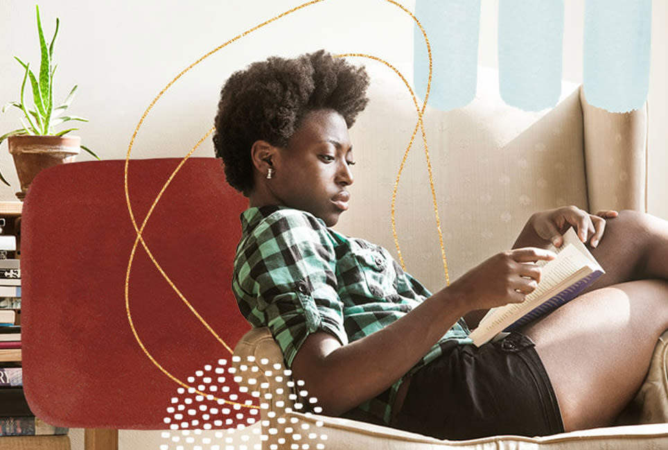 Black woman reading a book