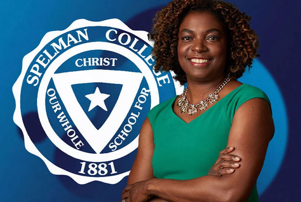 P&G’s Andrea Wilkerson standing by the Spelman College logo